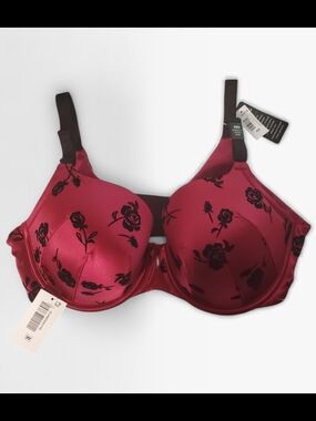 💫 Torrid Ladies Light Lined Black Rose Satin Style Plus - Size 38D Bra NWT  💫
